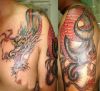 european dragon pic tattoo on arm and chest